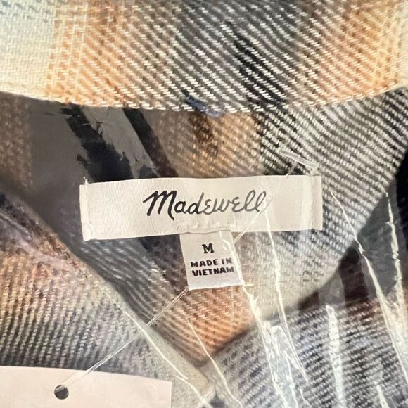 MADEWELL Flannel Westlake Plaid Shirt, Button Down, Medium (6/8) Brown/Black NWT - Picture 7 of 8